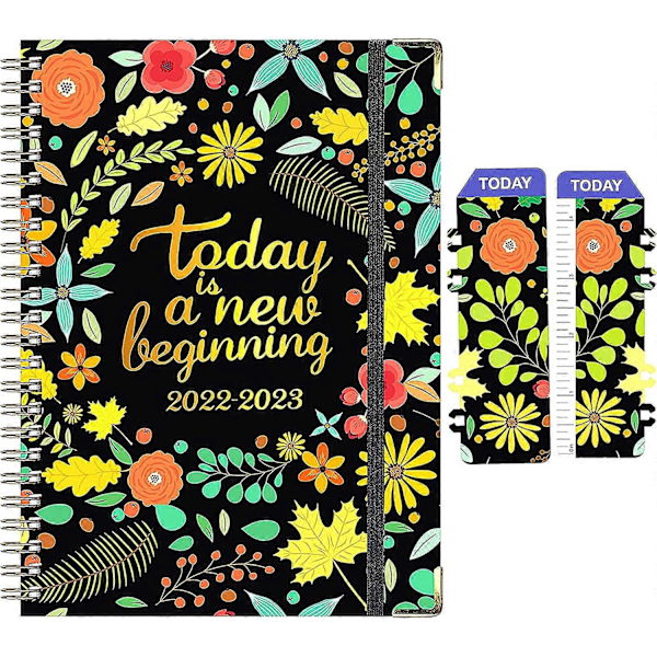 2023 Kalender Årsvy från Jan till Dec 2023, Daglig Planerare med Månadsflikar, Hårdpärm, Innerficka, 100GSM (A04 Svart)