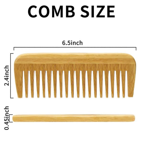 Naturlig Bambu Trä Hårkam Miljövänlig Bred Tand 2 st