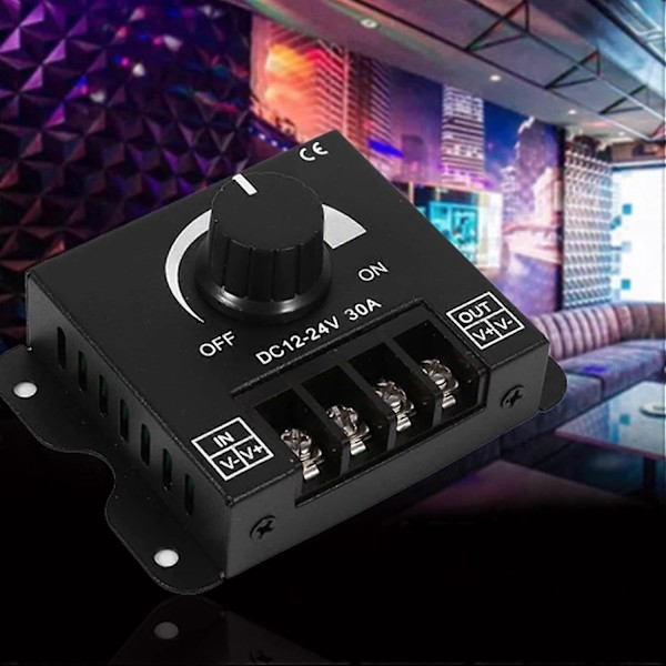 Bredspektrum dimmerbrytare, svart aluminiumskal ON/OFF-brytare, maximalt 30A dimmer, LED-ljusramp monokrom brytare (DC12~24V)