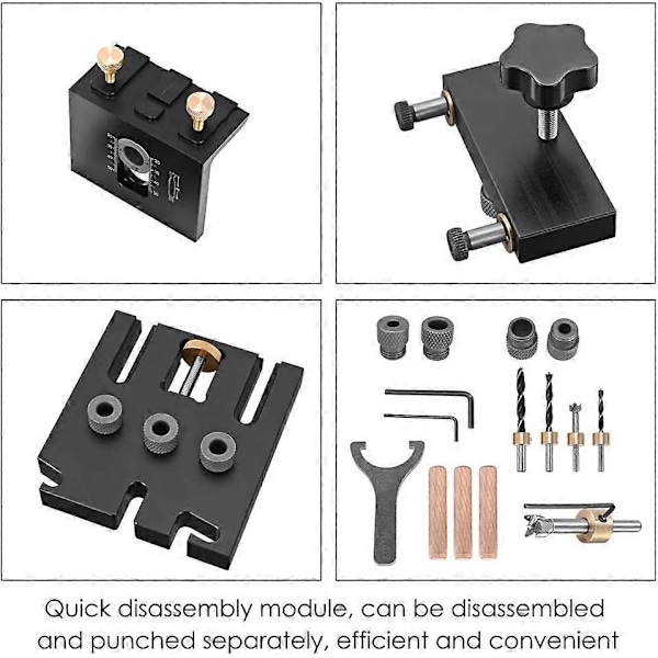 6 8 10 mm 3-i-1 Snickeriverktyg Lokaliserare, Positioneringsklämma Justerbar Borr, Doweling Jig Kit, Förlängningsstänger