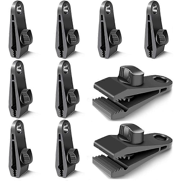 10-pack Fästklämmor för Gardiner, Presenningar, Klämmor för Att Fästa Presenningar, för Tält, Camping, Solskydd, Vindskydd, Tillbehör (Svart)