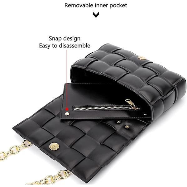 2023 - Dam Crossbody Handväska Plånbok För Kvinnor, Vävd Läder Liten Handväska Clutch Fyrkantig Väska