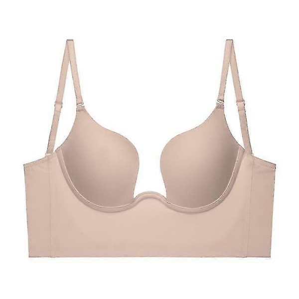 Push Up BH Rygglös Dam BH Låg Skärning Sexig Plunge BH Öppen Rygg Bröllopsunderkläder Osynlig Sömlös Djup U Underkläder