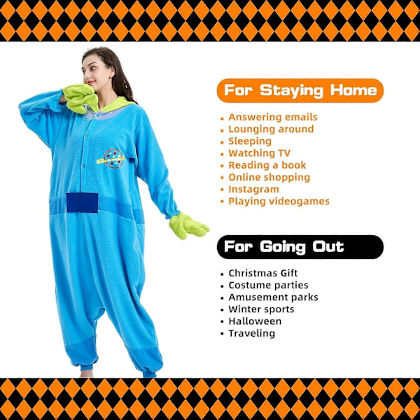 Unisex Vuxen Onesie Pyjamas Djur Heldräkt Halloween Kostym Jul Sovkläder Jumpsuit Aliens Large