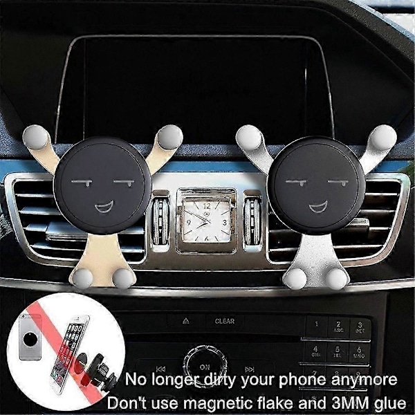 Gravity Bilhållare för Mobiltelefon Luftventil Klämma Smiley Ansikte Fäste Mobil Cell Ställ GPS Stöd För iPhone 12 Pro Max Xiaomi Samsung