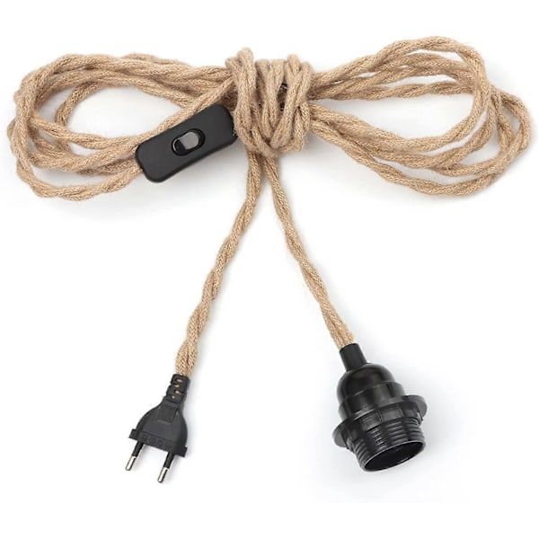 Hamprep Ljuskrona 4,5m Kabel, E27 Sockelströmbrytare med Glödlampskabel