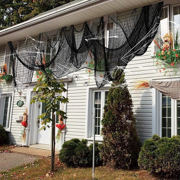 Läskig Halloween-tyg, 200 X 500 cm, Svart