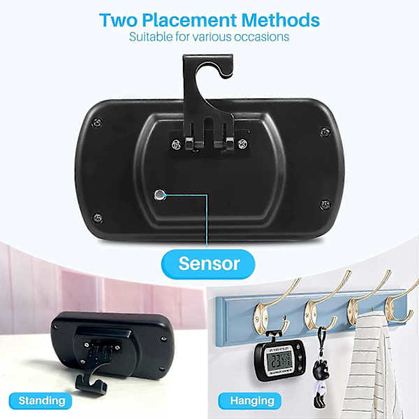 2 st Digital Digital Termometer -20C till 50C, med Krok, LCD Temperatur, Maximal Temperatur Registrering (Svart)