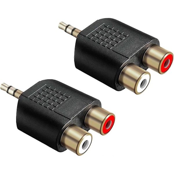 2 st 3,5 mm till RCA Splitter Adapter Guldpläterad 3,5 mm Hane Stereo till 2 RCA Hona Jack Y-kontakt Ljudomvandlare