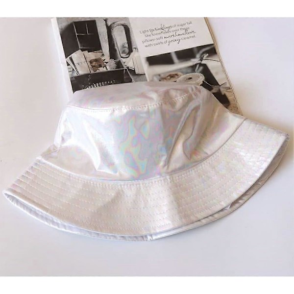 XYIYI Regnhattar för Kvinnor Vattentät Regnhatt Bredbrättad Bucket Hat Regnmössa Leather White