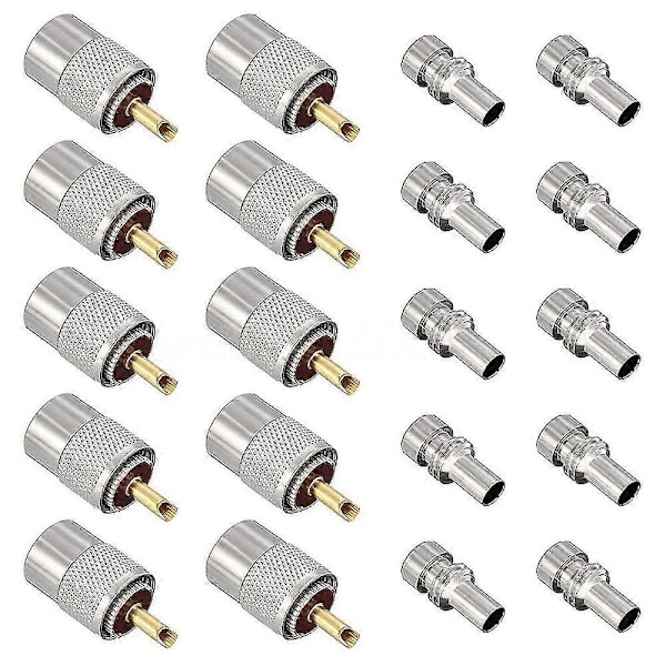 10-pack UHF/PL-259 lödkontakt med reducerare för RG8X, RG8, RG59, LMR-400, RG-213 koaxialkabel