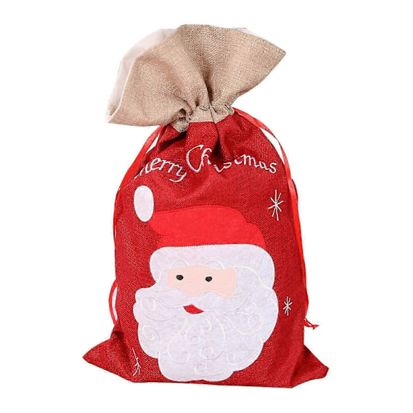 1 Jutesäck tomtesäck julklappssäck julgodispåse jutesäck tomtesäck tygväska 55 * 32cm, jute tomte