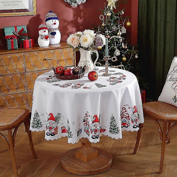 Julbordsduk Rund Julbordsduk Tvättbar Julbordsduk D 47 inches