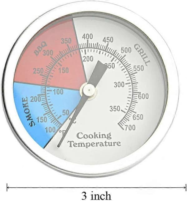 BBQ Kolgrill Termometer, 76mm Rostfritt Stål Pizza Ugn, BBQ Reservdelar Silver