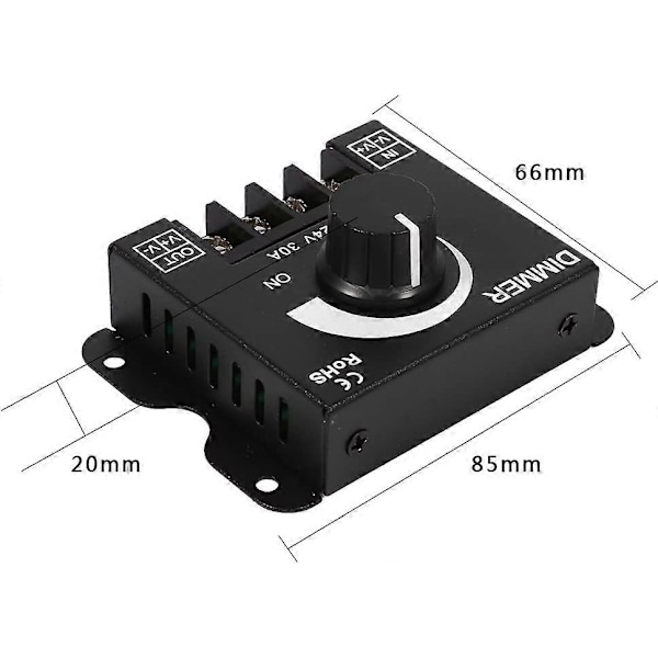 Bredspektrum dimmerbrytare, svart aluminiumskal ON/OFF-brytare, maximalt 30A dimmer, LED-ljusramp monokrom brytare (DC12~24V)