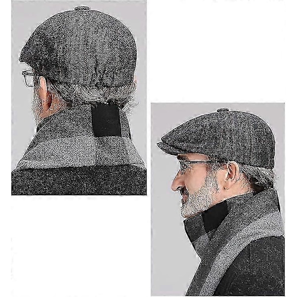Ullhatt Brittisk Rutig Stil Japansk Retro Hatt Åttakantig Unisex Hatt (Grön)