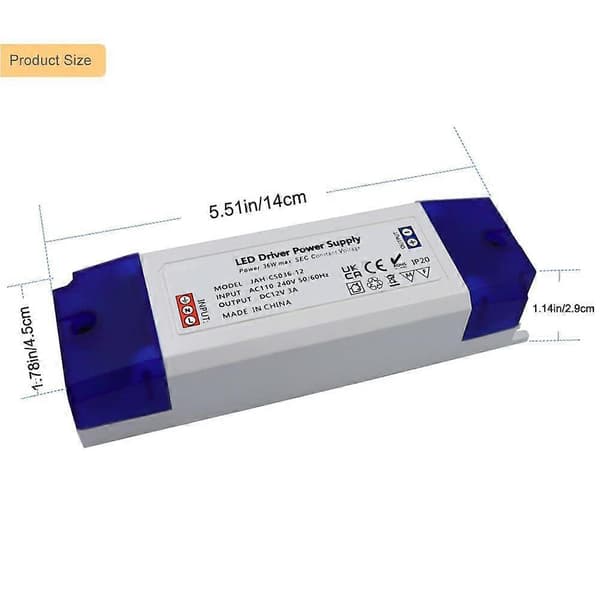 1st 12V LED transformator, 0-36W, konstant spänning strömförsörjning, LED-lampor MR11 etc