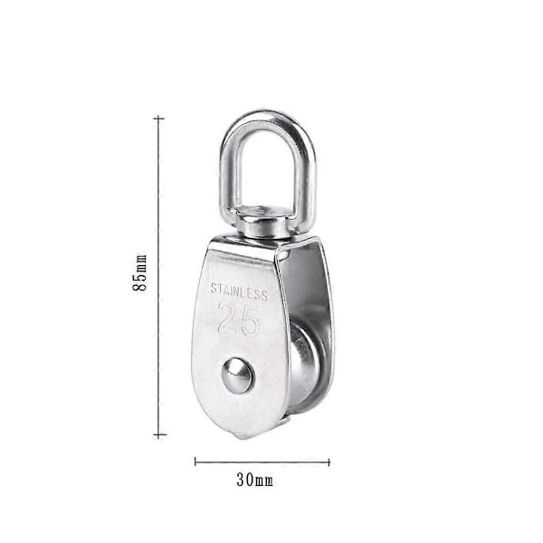 2 Stycken 25mm Enkel Hjul Rostfritt Stål Hjul Lyft Hjul Hjulkapacitet 150kg - Silver