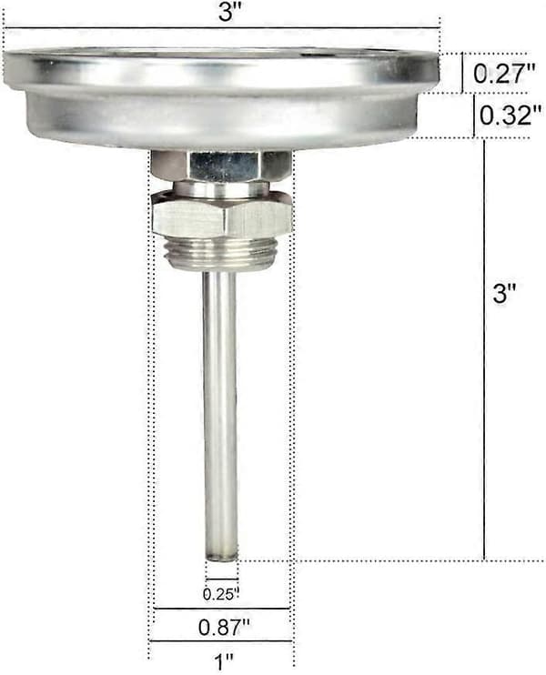 BBQ Kolgrill Termometer, 76mm Rostfritt Stål Pizza Ugn, BBQ Reservdelar Silver