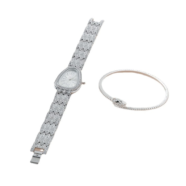 Quartz watch watch och armband set för kvinnor tjejer elegant si