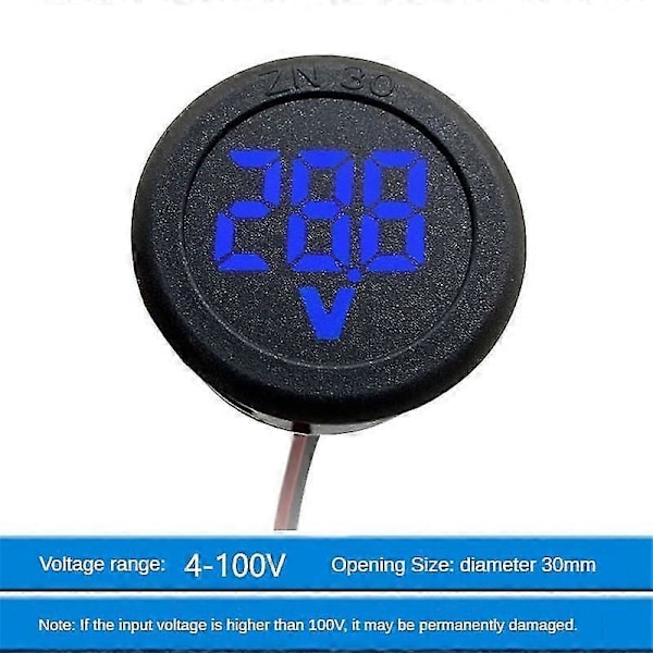 DC 4-100V LED Digital Display Cirkulär Tvåtråds Voltmeter DC Digital Voltmeterhuvud