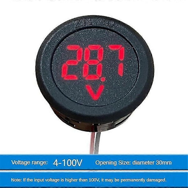 DC 4-100V LED Digital Display Cirkulär Tvåtråds Voltmeter DC Digital Voltmeterhuvud