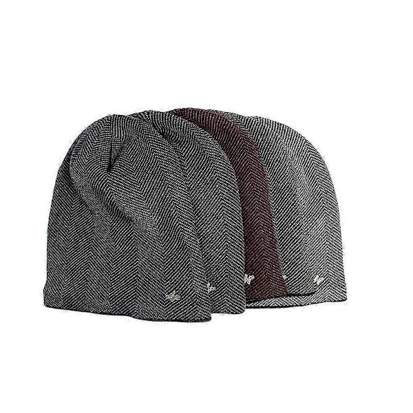 Herr Vinter Varm Mössa Vuxen Stickad Casual Beanies Bomull Ullhattar