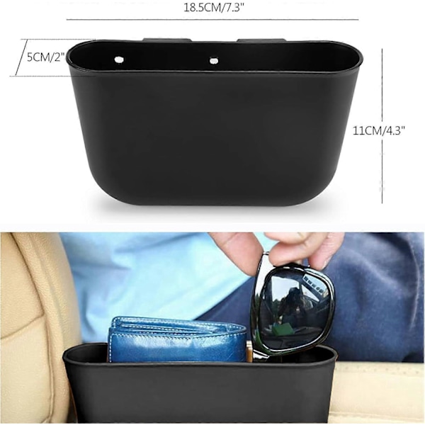 Liten Soptunna för Bil (2 Stycken), Mini Soptunna i Plast för Motorfordon, Hängande Förvaringslåda, Lätt att Rengöra, Färg: Svart
