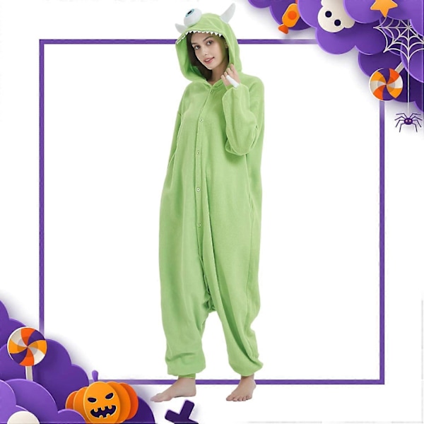 Unisex Vuxen Onesie Pyjamas Djur Heldräkt Halloween Kostym Jul Sovkläder Jumpsuit Mike Wazowski X-Large