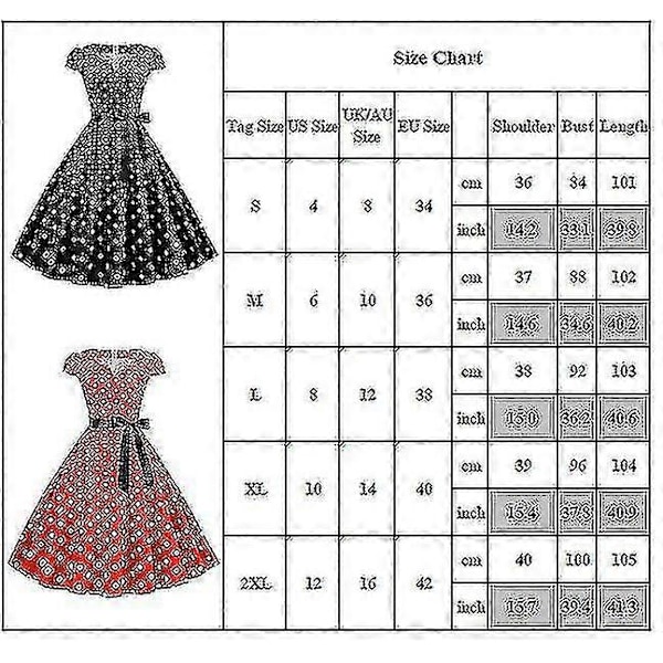 Dam Polka Dot Hepburn Retro 50-tals 60-tals Rockabilly Aftonfest Swing Midi Klänning