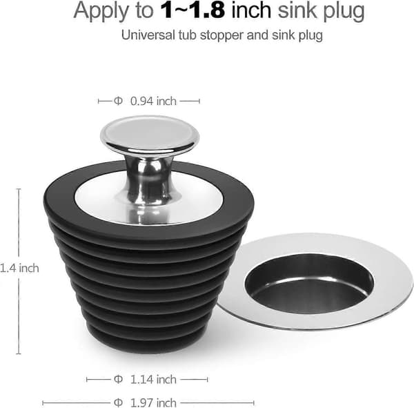 2-pack Universal Badkarspropp, Avloppspropp för Badkar och Handfat, Passar 25mm-47mm