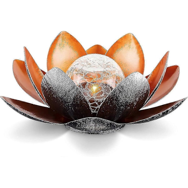 Solarlampa Lotusblomma - Uppladdningsbar LED-blomma med solenergi - Ekologisk dekoration för Tang-trädgård - Amber-Superb