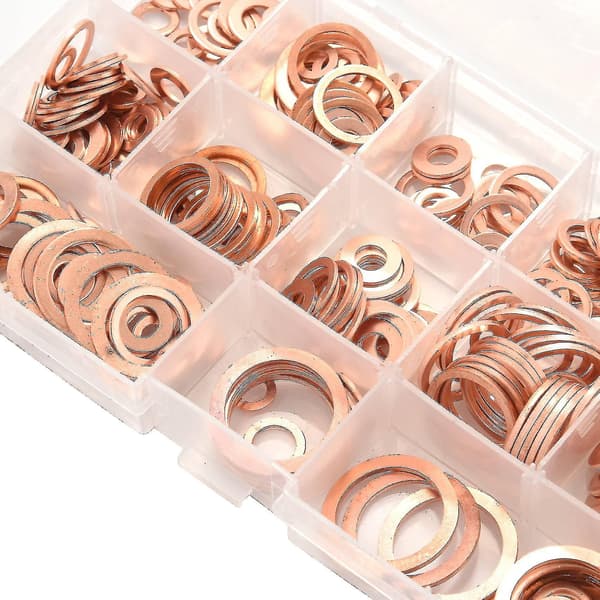 280st Professionellt Sorterat Kopparbricka Packningsset Platt Ring Tätningssortiment Kit M5-m20 Med Låda