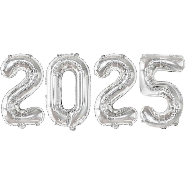 2025 Ballonger, Sifferballonger, 2025 silverballonger, Stora Folie Gott Nytt År-ballonger för Nyårsafton Festtillbehör 2025
