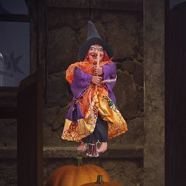 Häxornament Rekvisita Scenlayout Flygande Häxor Dekor Figur för Spökhus Trädgård Halloween Trädgård, Gul
