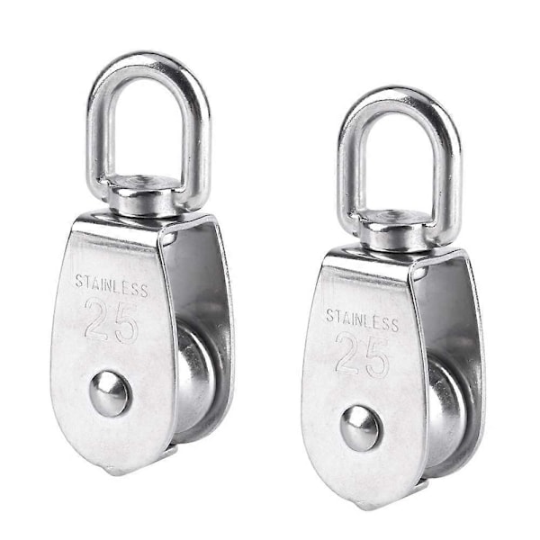 2 Stycken 25mm Enkel Hjul Rostfritt Stål Hjul Lyft Hjul Hjulkapacitet 150kg - Silver