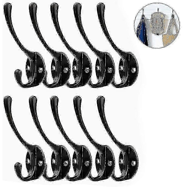 10-pack Rustika Klädkrokar Väggmonterade Kraftiga Dubbelkrokar RetroP20211224912