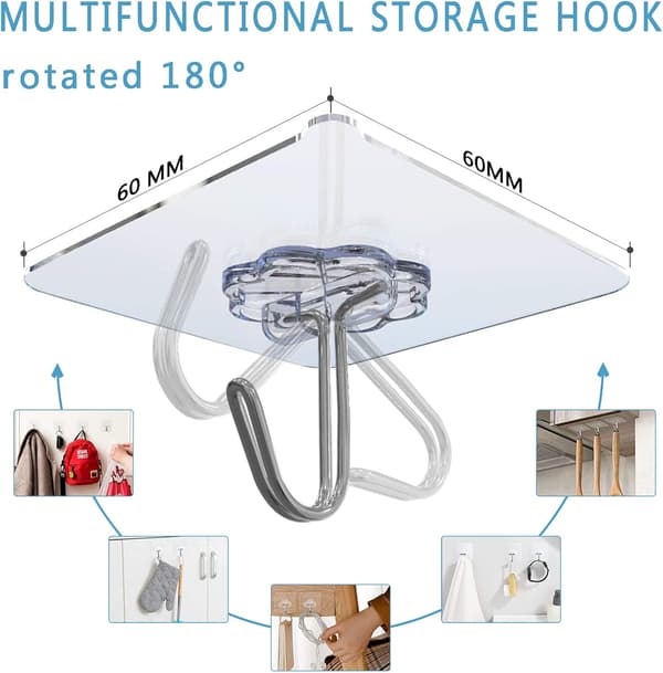 Självhäftande krokar, 30 stycken, transparenta, ingen borrning krävs