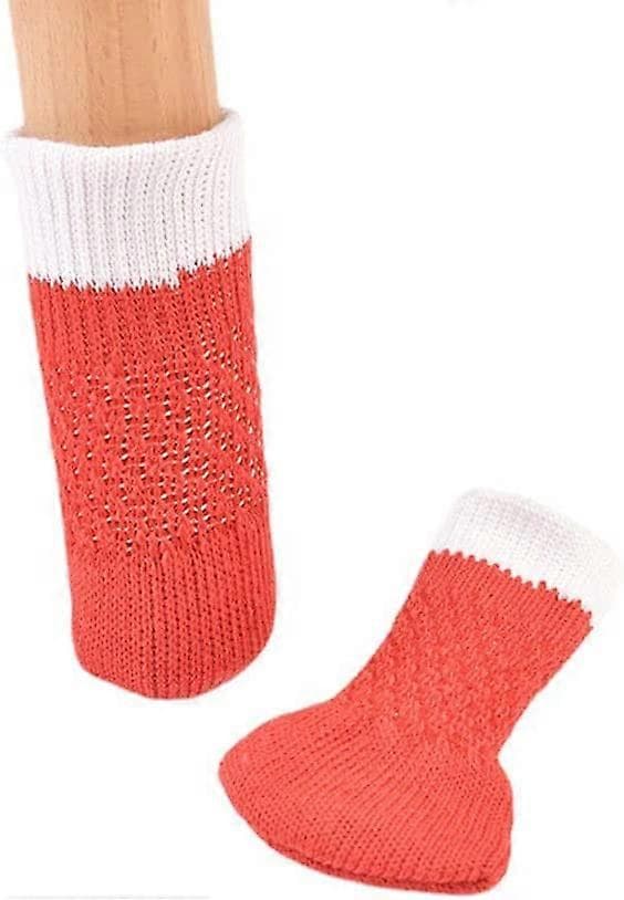 4-pack Julmöbelstrumpor Älvbordsstolsbensskydd Golvskydd för Julfest DEKOR, Röd (11x3cm)
