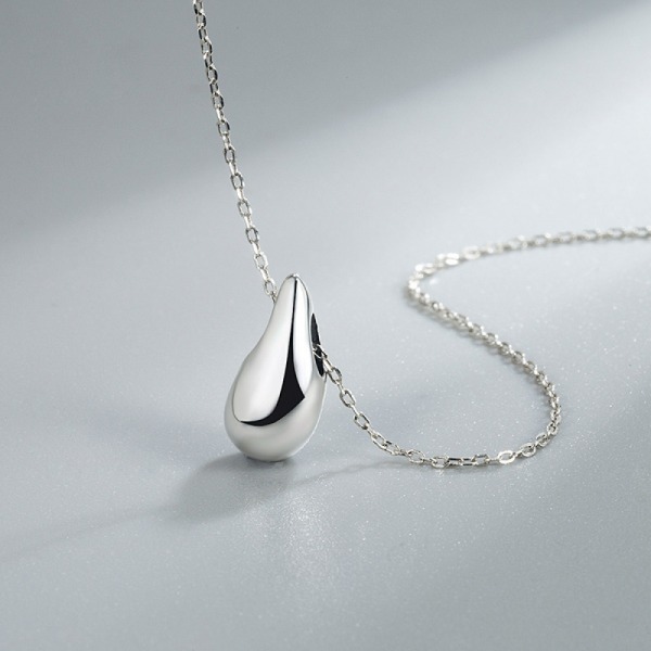 Long Chain Simplicity S925 Sterling Silver Waterdrop Halsband Xmas
