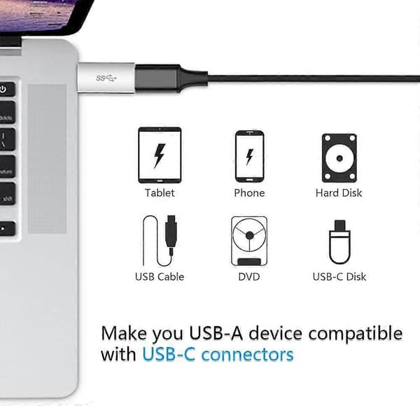 USB 3.0 till USB C Adapter, USB 3.0 Typ C Hona till USB 3.0 A Hane Adapter