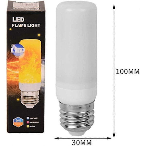 4-pack 3W E27 Fladdrande Eldeffekt Flamljuslampor, 4 Ljuslägen, IP42, Vattentät, Gul