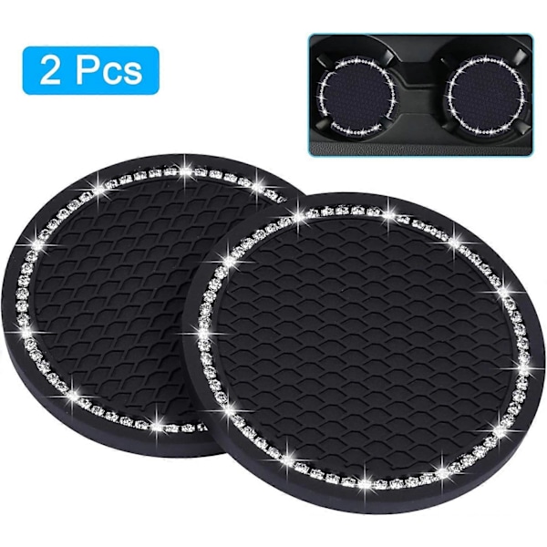 Bilunderlägg, 2-pack PVC Bilmuggshållare Gadget Auto Insats Underlägg - Halkskydd Universal Biltillbehör (2,75\" Diameter) Svart