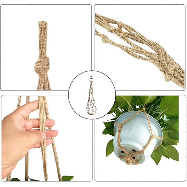 3 st Macrame Växthängare Bohemisk Rep Handvävda Blommor Bomullsrep