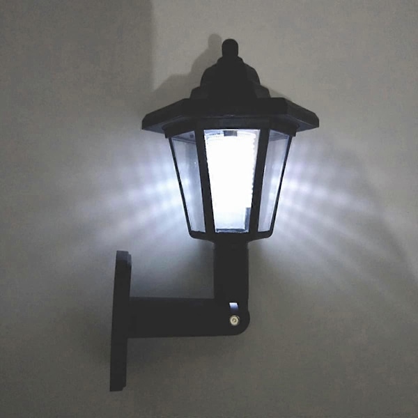 Solcellsdriven Hexagonal Lampa Utomhus LED Solcellsvägglampa Automatisk PÅ/AV Solcellsstaketlampa IP44 Vattentät Hexagonal Landskapslampa (Vitt ljus vägghängd)