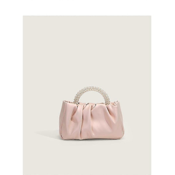 Elegant pärlhandväska för damer, plisserad design, crossbody-väska, bröllop, bal, brudkoppling med pärlkedja, fri frakt