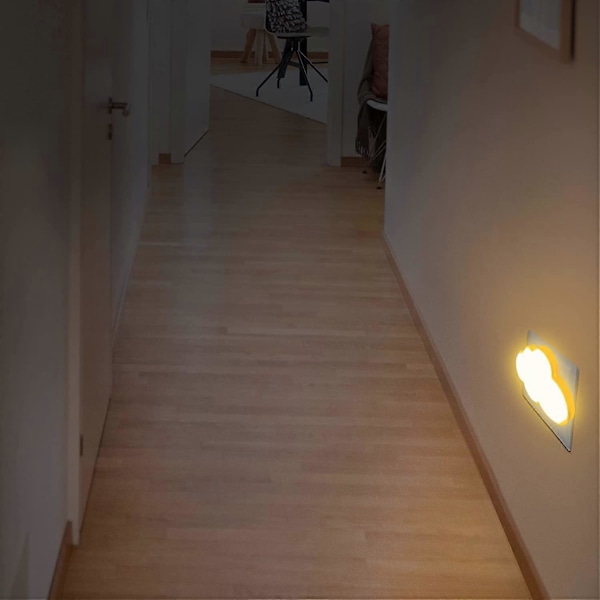 Sensor Nattlampa [2-pack], Molnform med Skymningssensor, Liten LED Vägglampa för Barnrum, Hallvägglampa, Trappljus