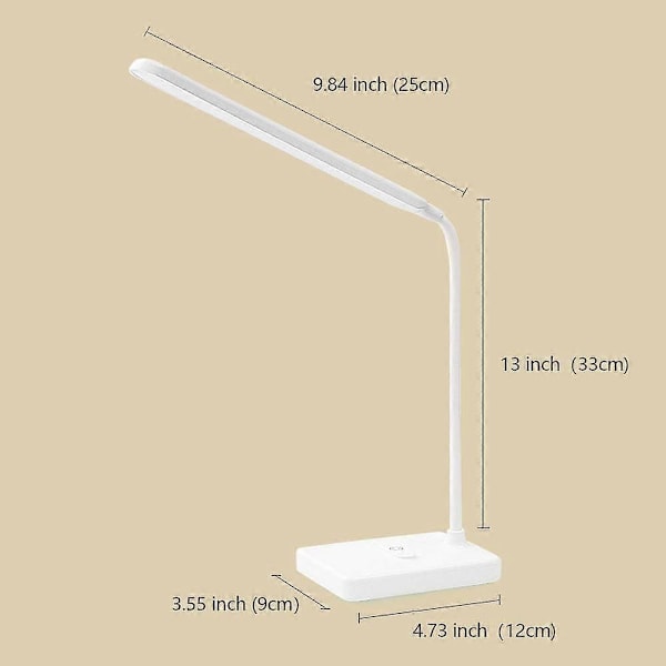 Sladdlös LED Skrivbordslampa USB Uppladdningsbar 2000mah Batteridriven, Touchkontroll 3 Färger 6 Ljusstyrkor Dimbar, Portabel Bordslampa för Barnläsning St