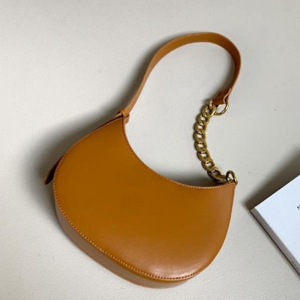 Dam Design Axelremsväska Underarmsväska Liten Väska Retro Kedja Sadelväska (Brun)
