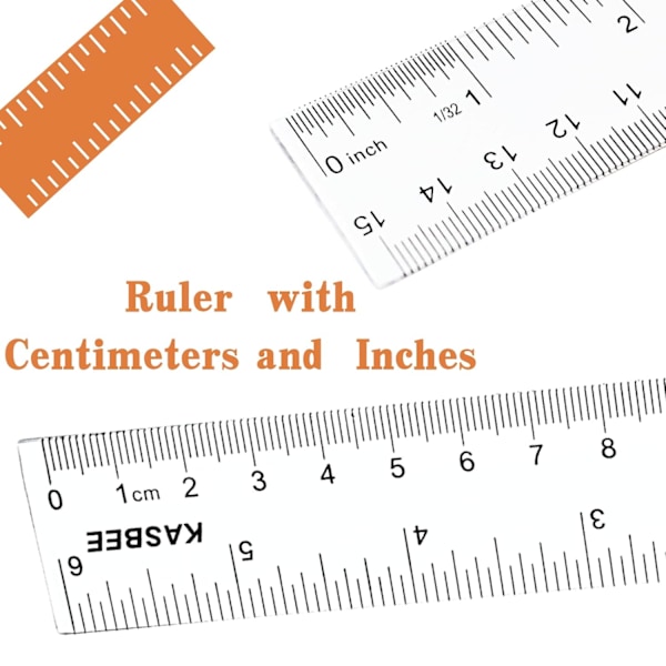 Plastlinjaler, 3 st raka linjaler, plastmättverktyg för studentkontor (genomskinlig, 6 tum) (3)